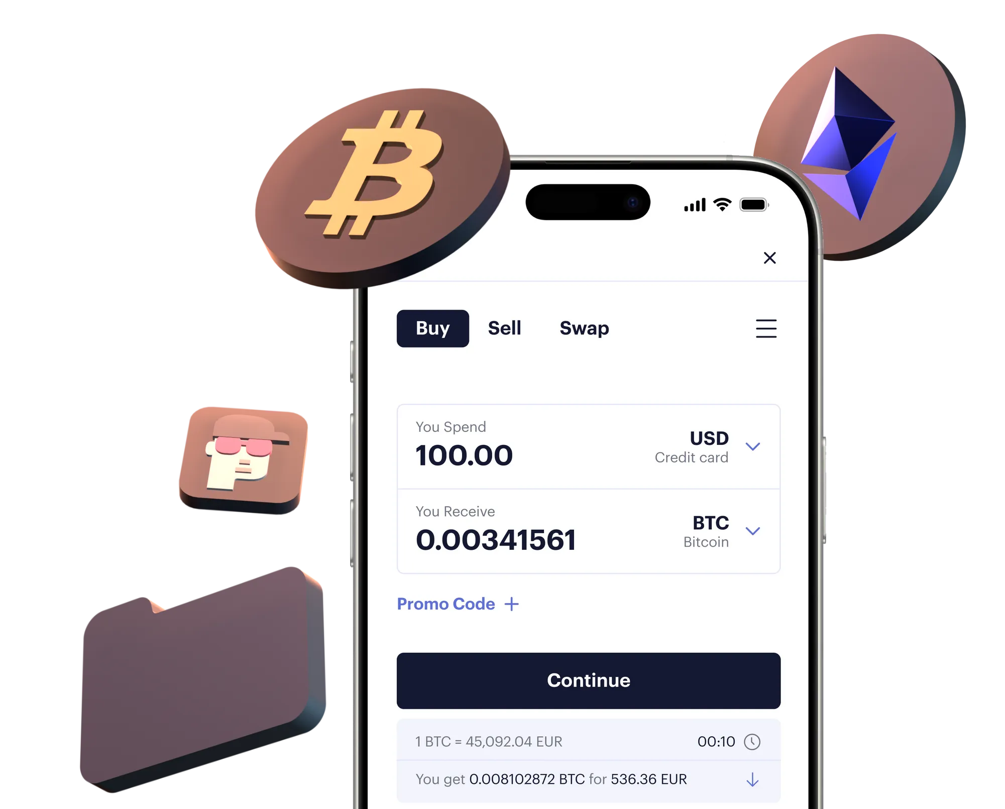 Satodime - Buy Bitcoin and other cryptocurrencies directly from the app.