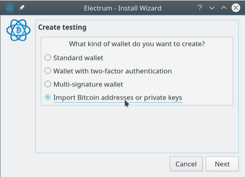 Electrum: how to import a Bitcoin private key.