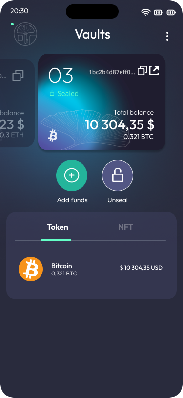 Satodime mobile app - A Bitcoin vault sealed.