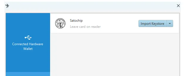 Sparrow Wallet et Satochip - Sélectionnez votre périphérique matériel